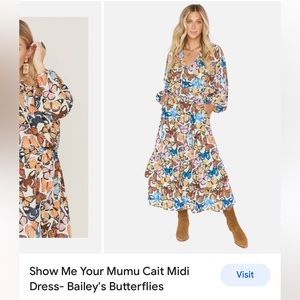 Showmeyourmumu Cait Midi Dress- Bailey’s Butterflies